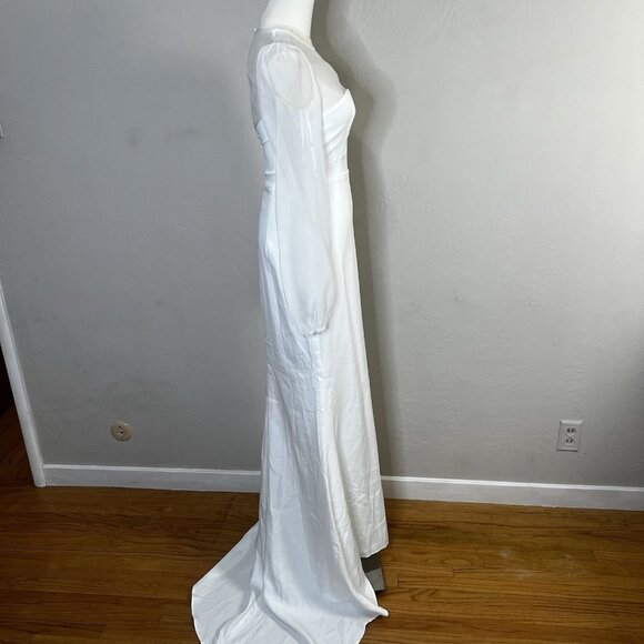 Lulus Maxi Dress‎ Immaculate Romance White Sheer Organza Long Sleeve Size XS NEW - Picture 8 of 12